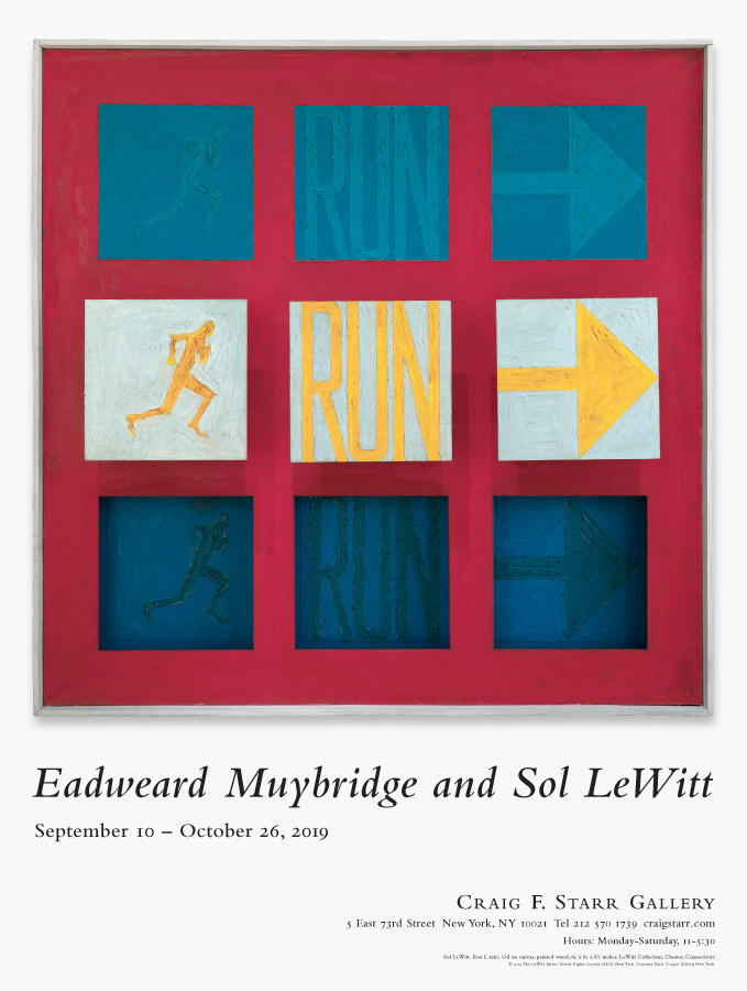 Eadweard Muybridge and Sol LeWitt exhibition poster at Craig Starr, September-October 2019